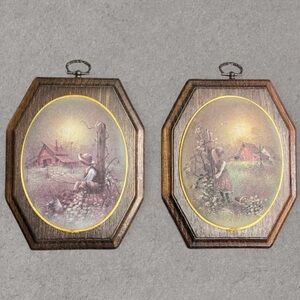 Vintage Bubble Art on Wood Plaque  by Andres Orpinas Wall Decor Girl Boy Barn